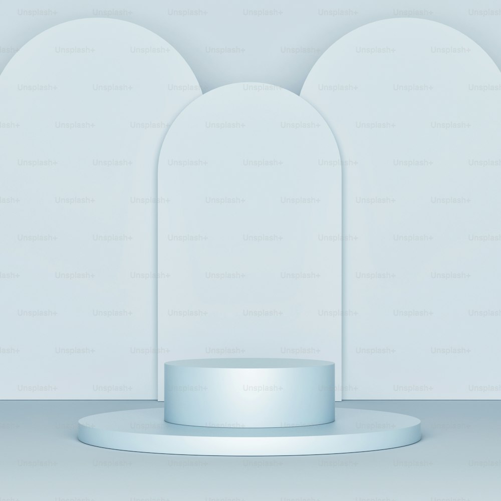 Mock up geometrico blu podio per presentazione del prodotto, rendering 3d, illustrazione 3d