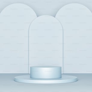 Mock up geometric blue podium for product presentation, 3d render, 3d illustration