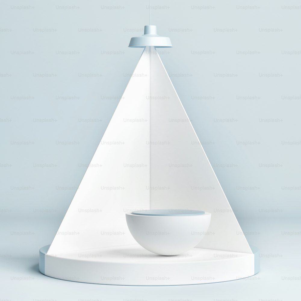 Maquette de podium pour présentation de produits, cône lumineux, rendu 3d, illustration 3d