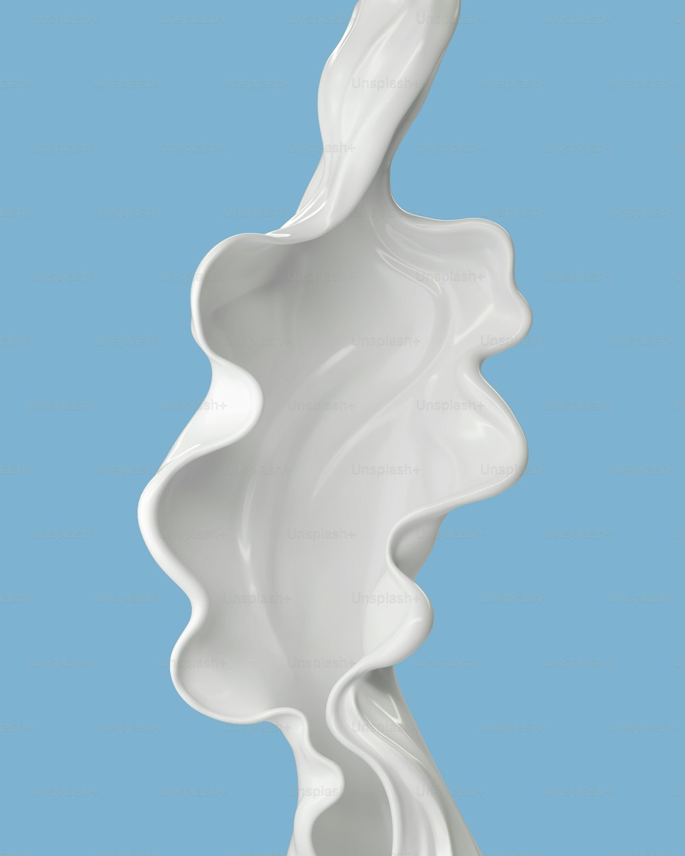 Crema de leche o salpicadura líquida blanca en forma abstracta, ilustración 3D.