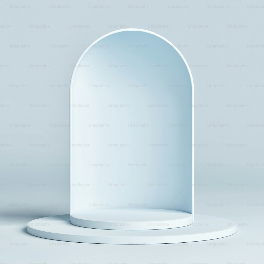 Geometrisches blaues Podium für Produktpräsentation, 3D-Rendering, 3D-Illustration