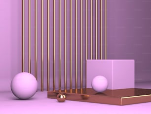 Fondo geométrico abstracto. Color rosa. Maqueta del podio de forma geométrica para la presentación del producto