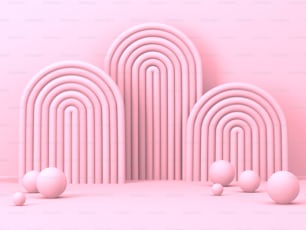 Abstract geometric background. Pink color. Geometry shape podium mock up for product presentation