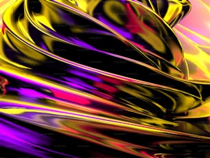 Colorful Liquid metallic wavy background. 3d render illustration