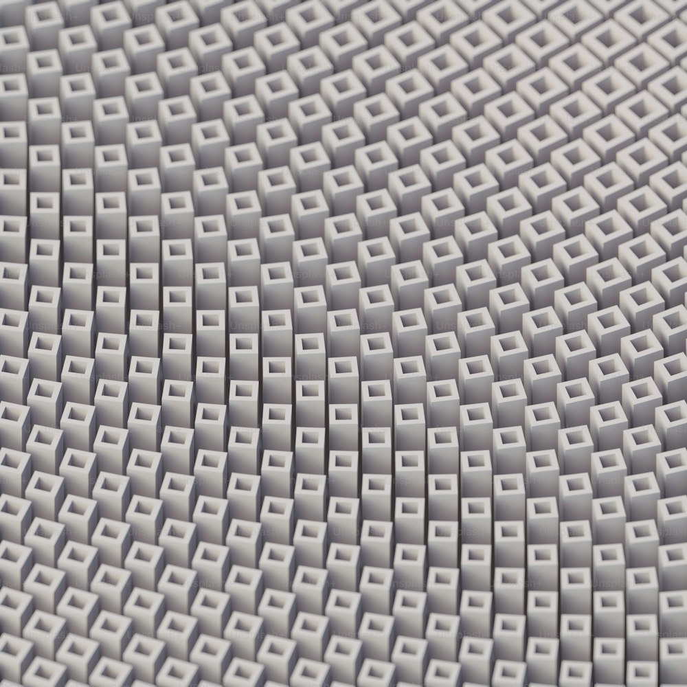 Patrón geométrico abstracto de cajas blancas giradas sobre su eje. Vista isométrica. Profundidad de campo. Ilustración digital de renderizado 3D. Elemento de diseño de moda. Composición mínima moderna