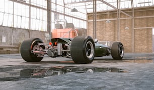 Renderizado 3D de un hermoso auto de carreras vintage