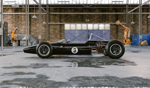 Renderizado 3D de un hermoso auto de carreras vintage