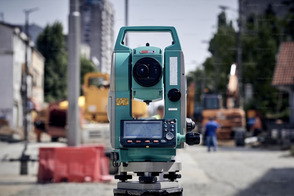 Theodolite instrument for measuring land angles during construction.