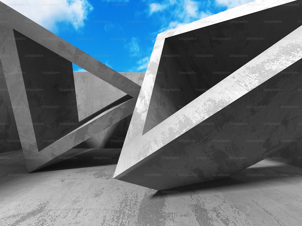 Architecture Concrete Geometric Abstract Background. 3d Render Illustration