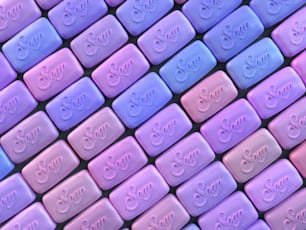 Patrón de piezas de jabón rosa sobre fondo oscuro Renderizado 3D