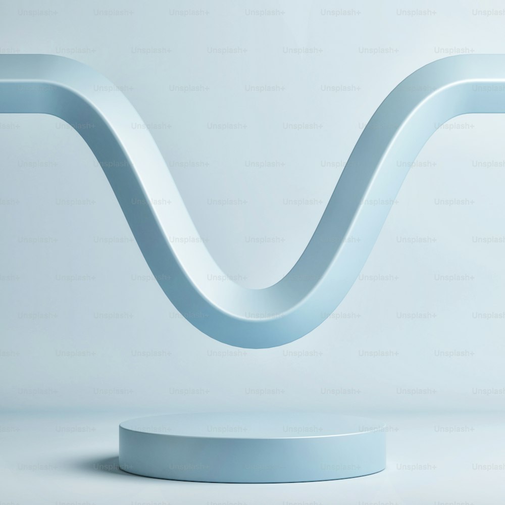 製品プレゼンテーション用のミニマリズム表彰台、青の背景、3Dイラスト