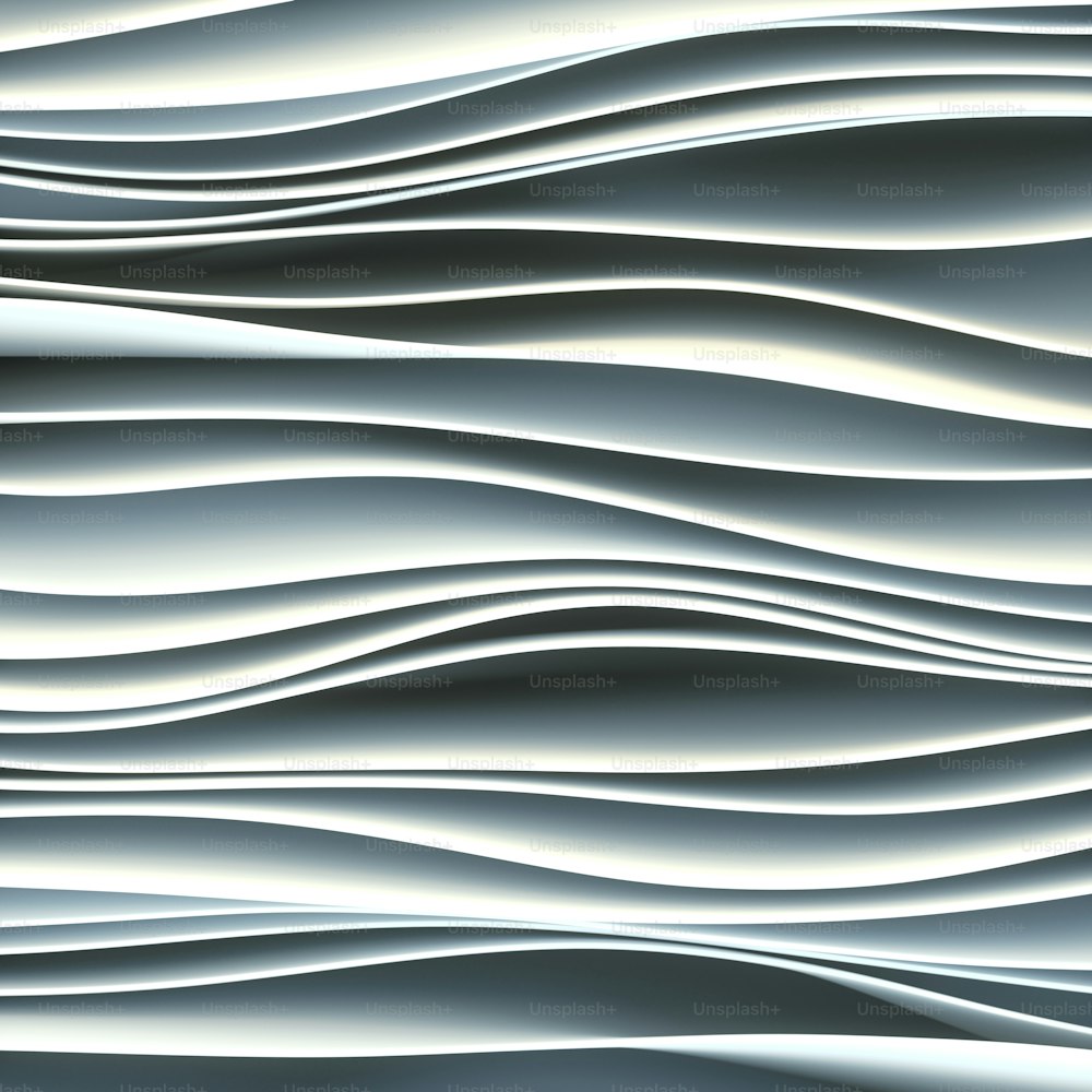 Wavy pattern of white fabric stripes. Modern cover for concept design. Minimal art style. Graphic background. 3d rendering digital illustration
