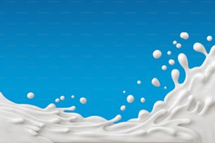 Abstrakter Hintergrund mit weißer Milch oder Joghurtspritzer, 3D-Rendering Beschneidungspfad einschließen.