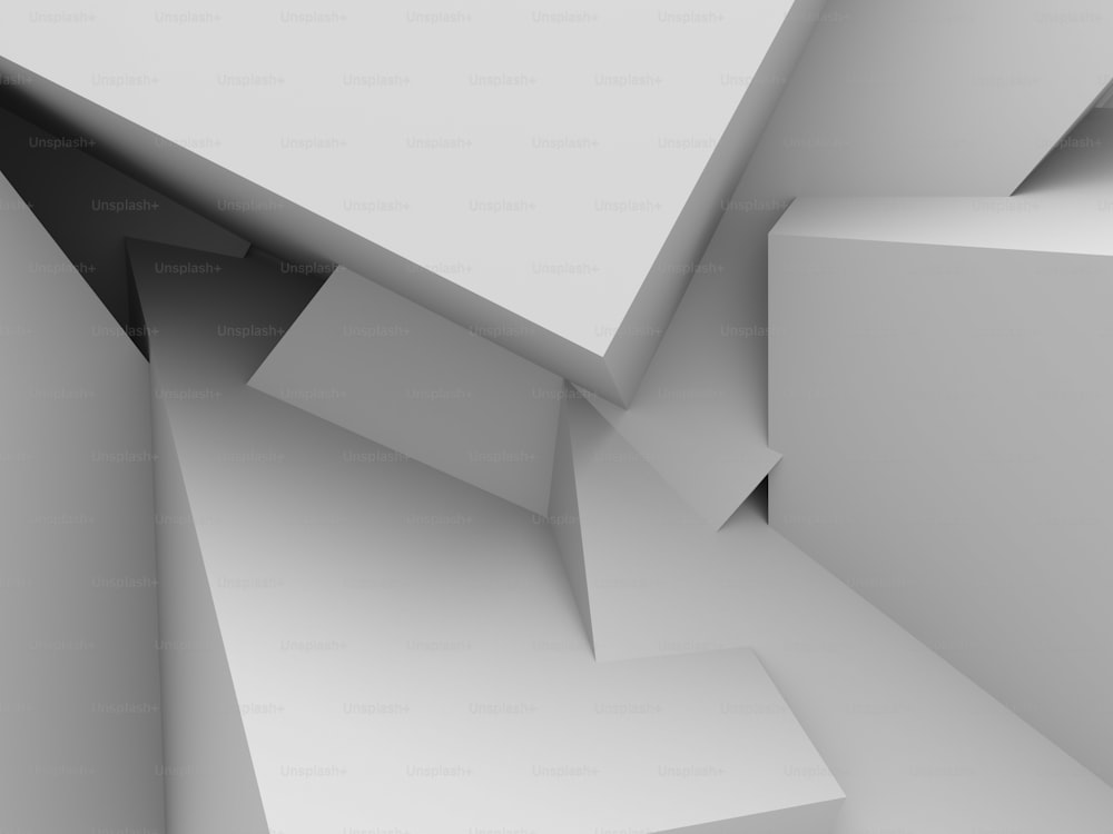 Abstract White Blocks Structure Wall Background. 3d Render Illustration