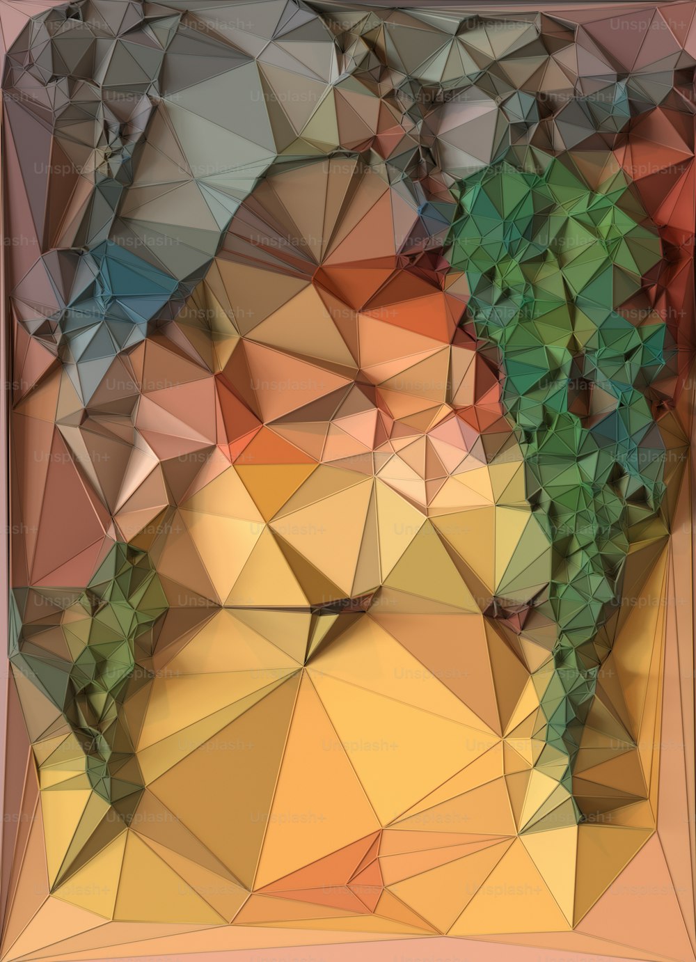 Fondo de mosaico poligonal de color abstracto, estilo geométrico triangular. Renderizado 3D