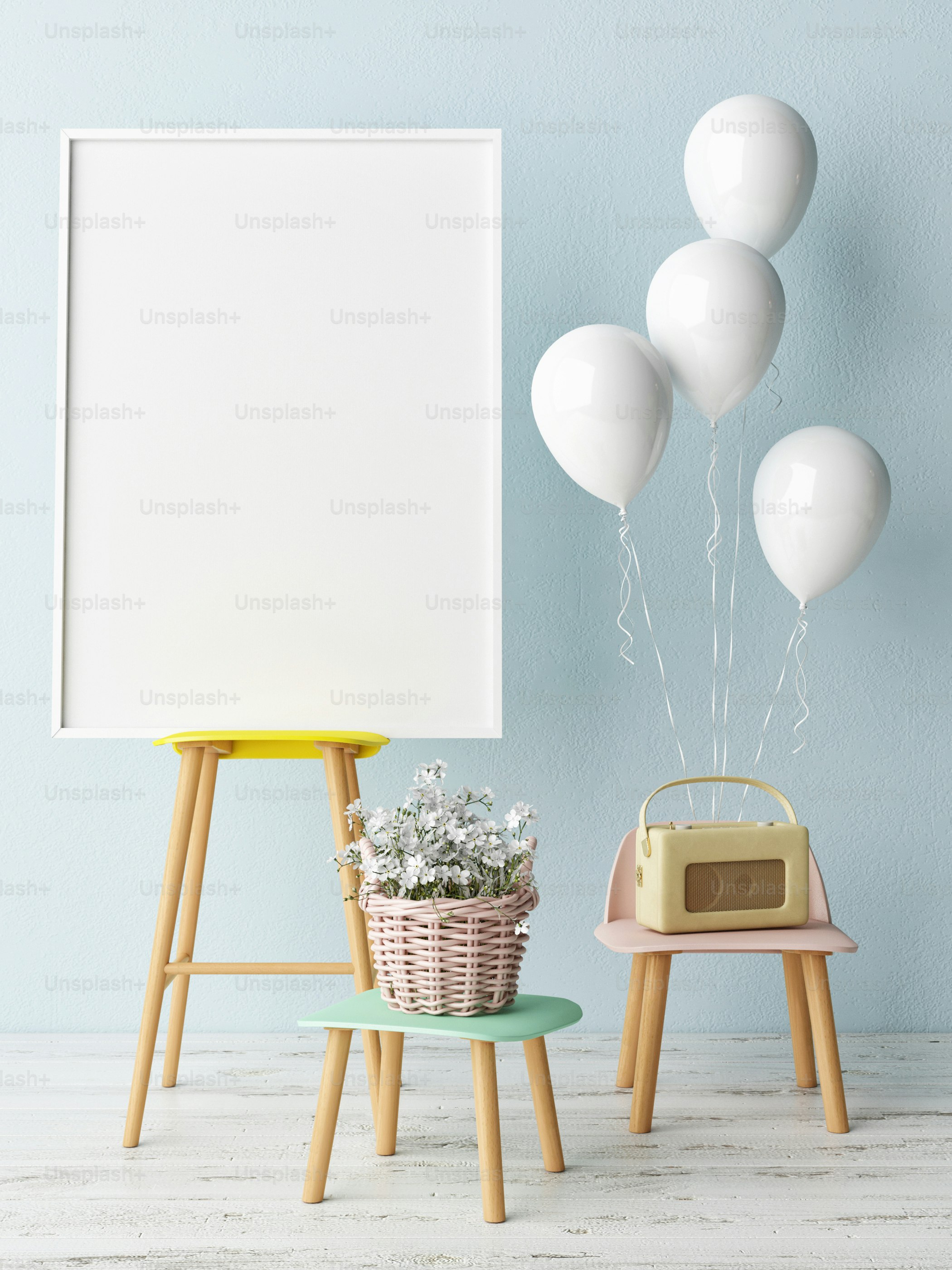 Ecke des Kinderzimmers, Leeres Poster, 3D-Illustration