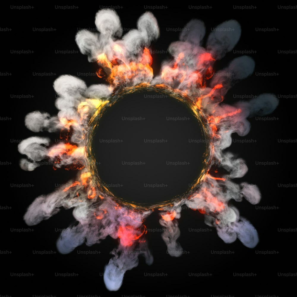 Abstrakter Kreis Staubwelle bewegt sich auf dunklem Hintergrund 3D-Rendering