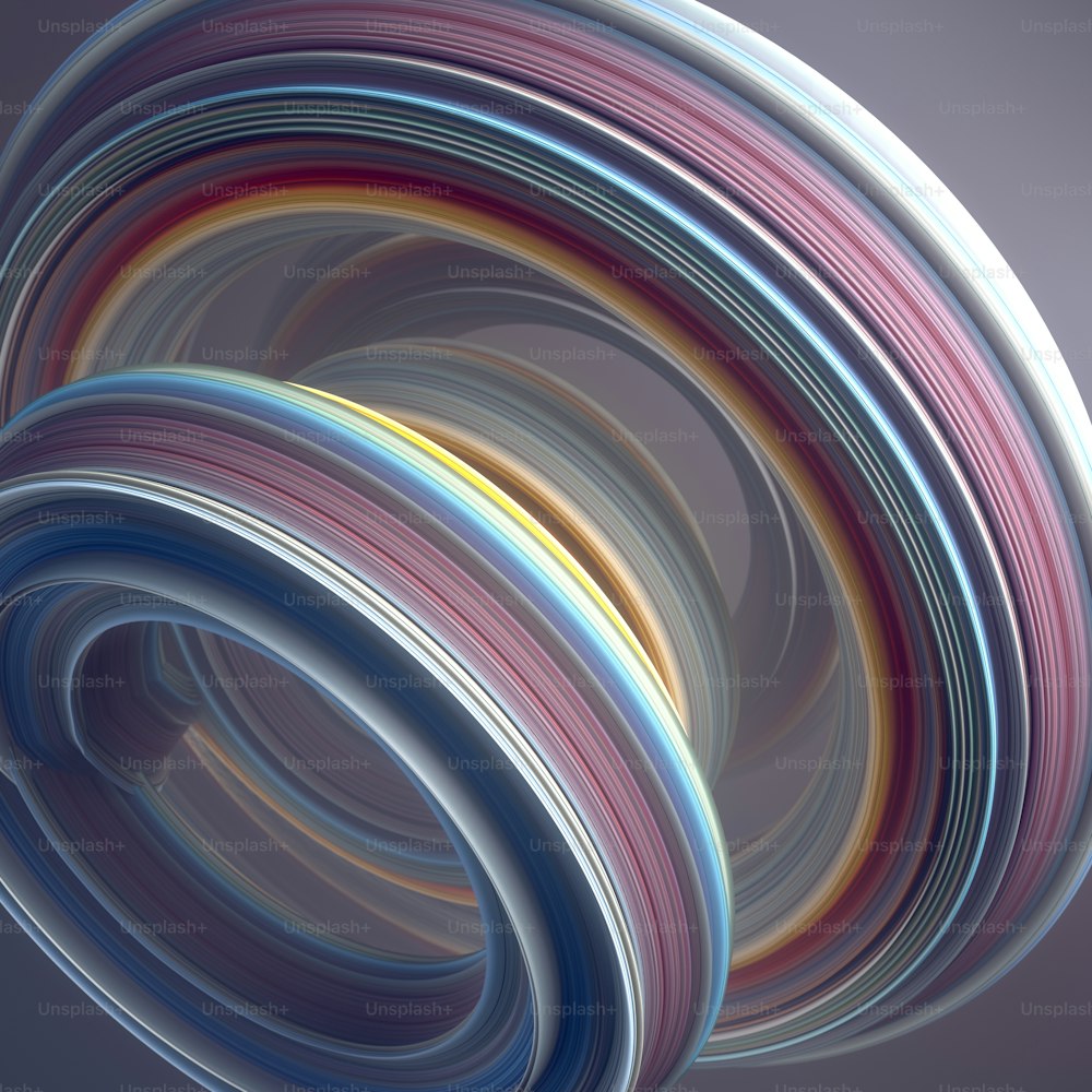 Forma retorcida abstrata colorida. Ilustração geométrica gerada por computador. Renderização 3D