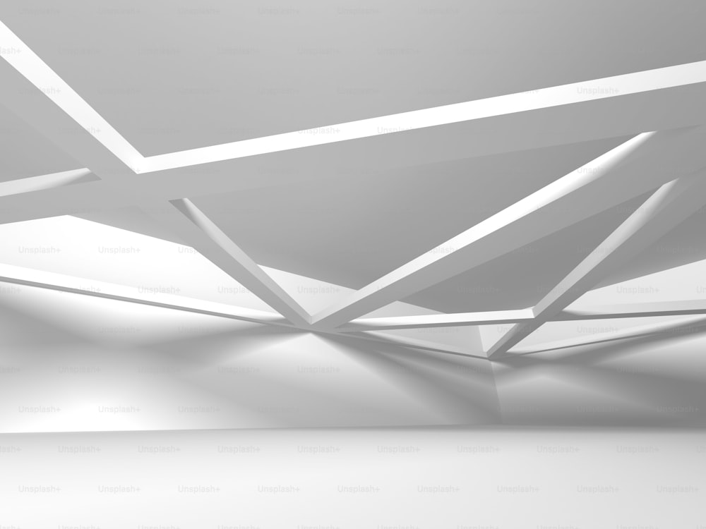 Arquitectura blanca Construcción Fondo interior moderno. Ilustración de renderizado 3D