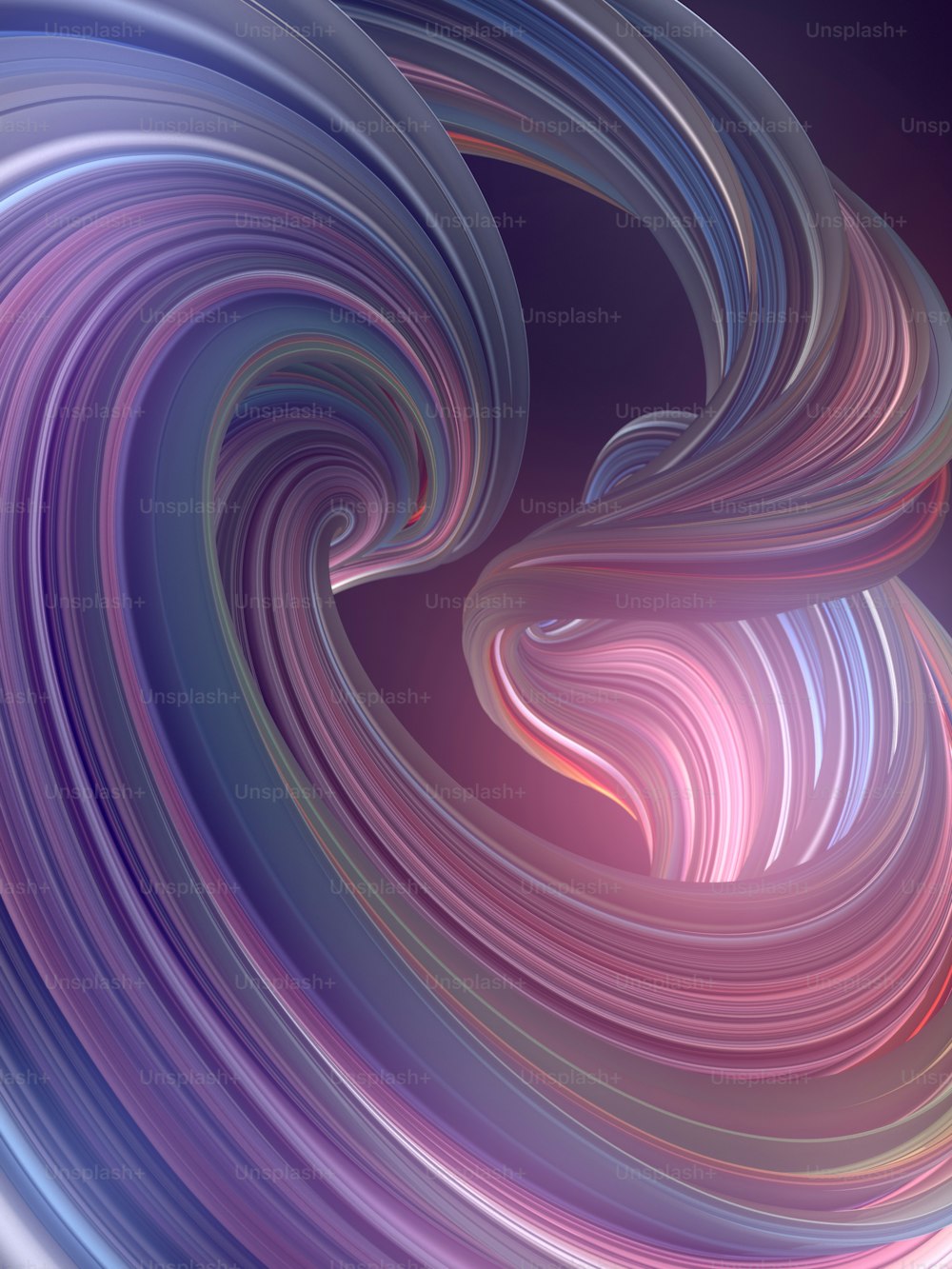 Forma retorcida abstracta coloreada. Ilustración geométrica generada por ordenador. Renderizado 3D
