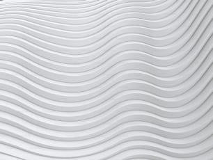 抽象的な白い背景に波帯の表面。デジタル3Dイラストレーション