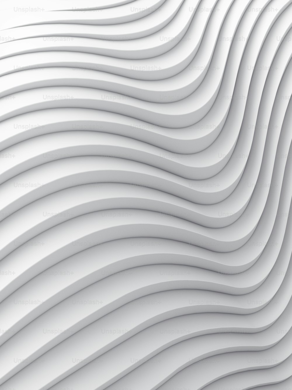 Wave band surface Abstract white background. Digital 3d illustration