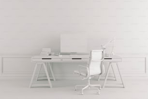 3d render of modern workplace setup