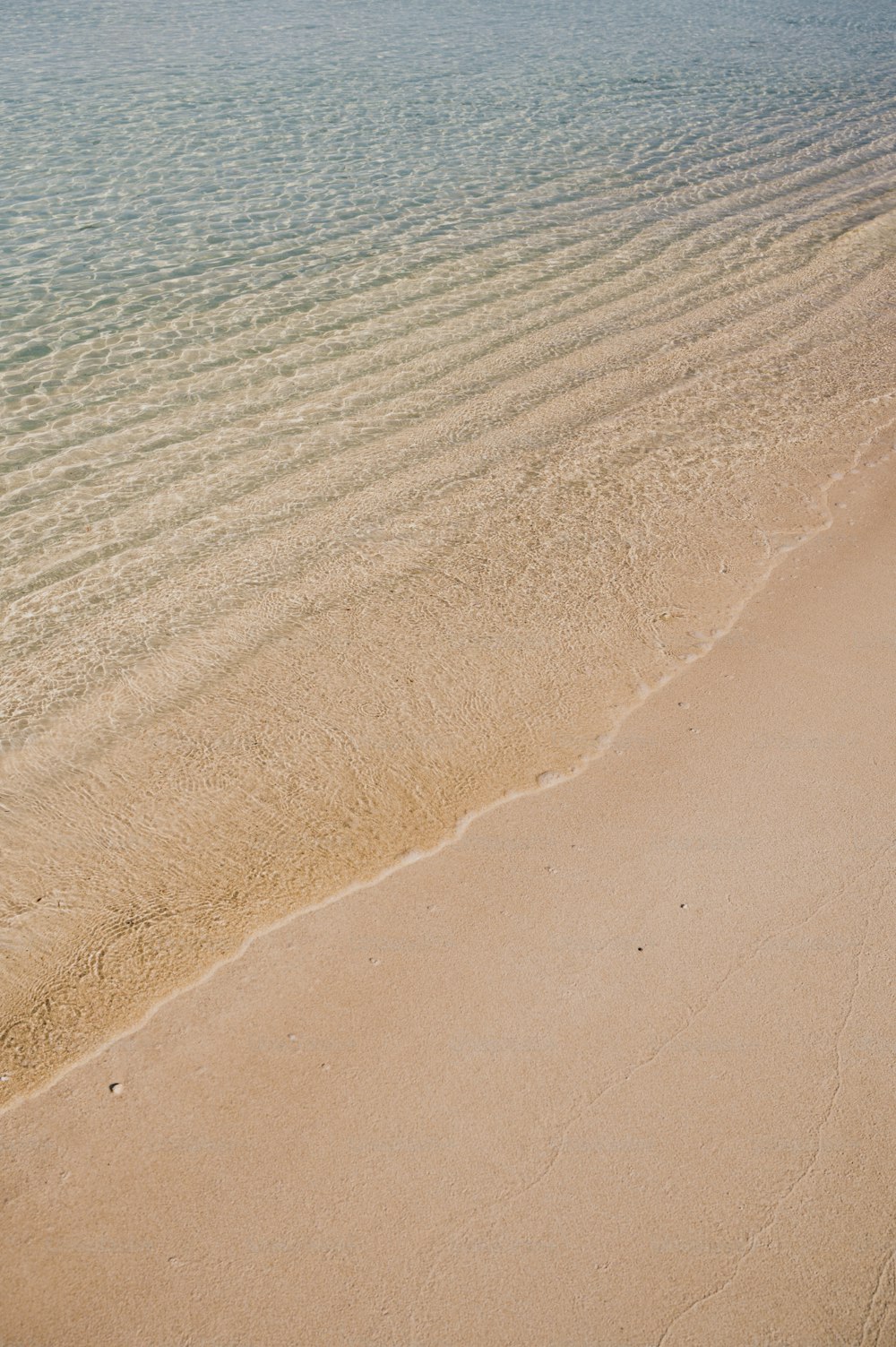 a sandy beach with a body of water in the background