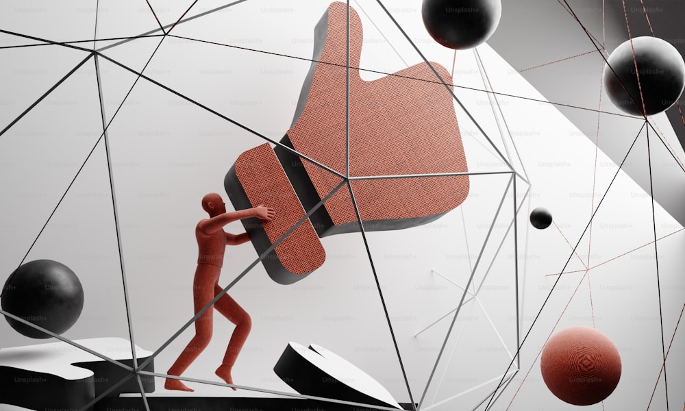 a person climbing up a wall with a red heart on it