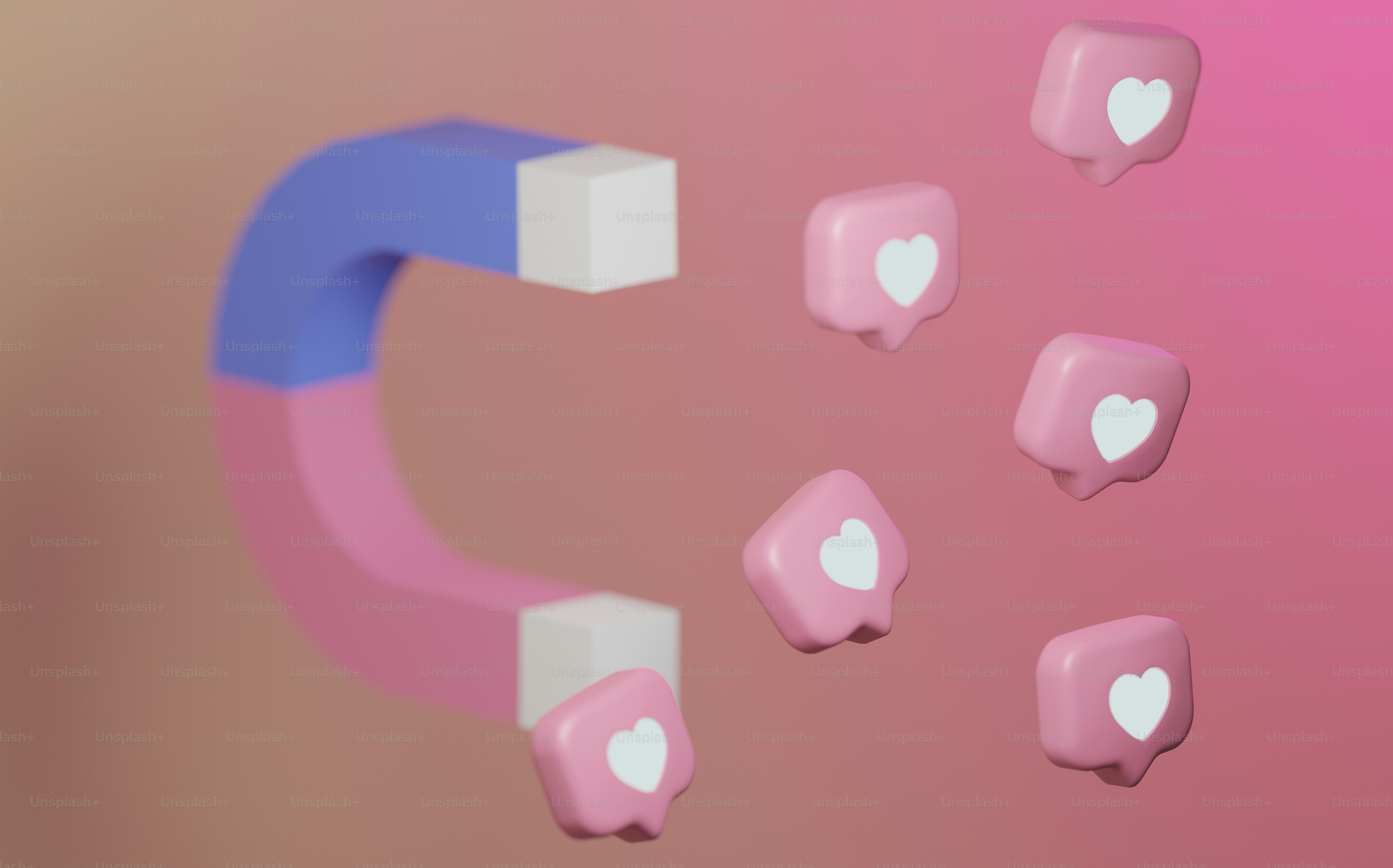 a pink and blue object with hearts on it