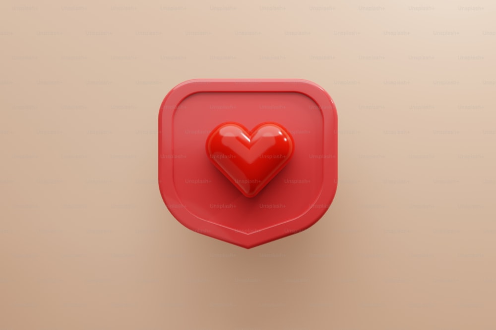 um objeto vermelho em forma de coração montado em uma parede