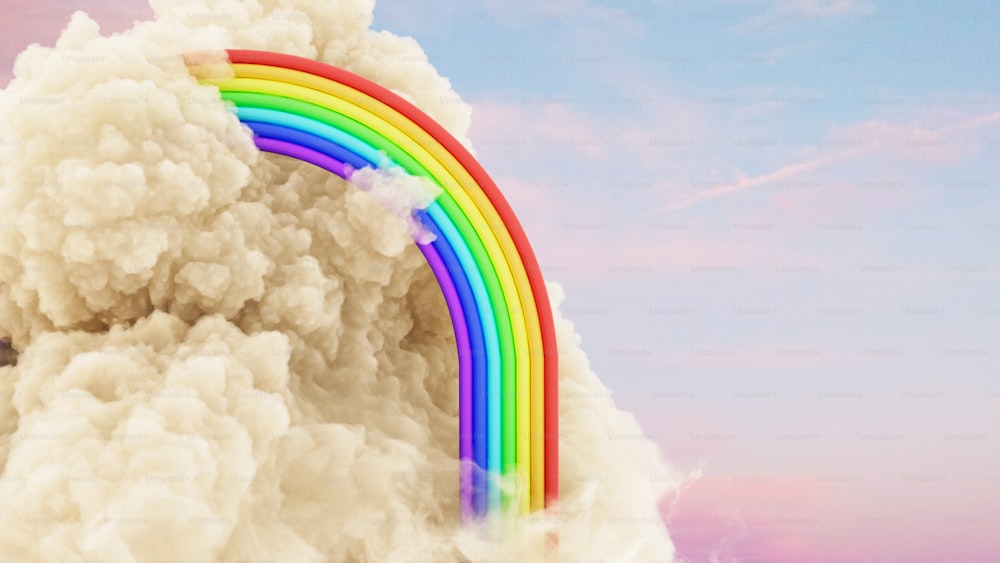 虹は煙の雲の真ん中にあります
