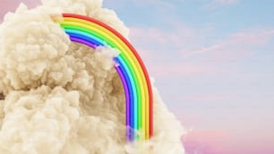 a rainbow is in the middle of a cloud of smoke