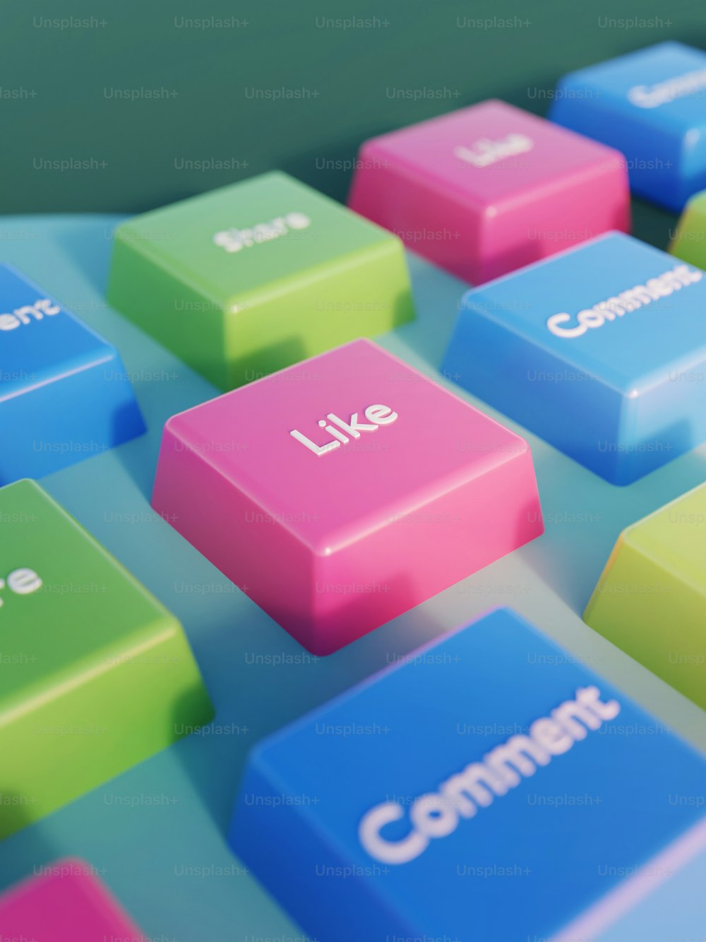 a close up of a computer keyboard with different colored keys