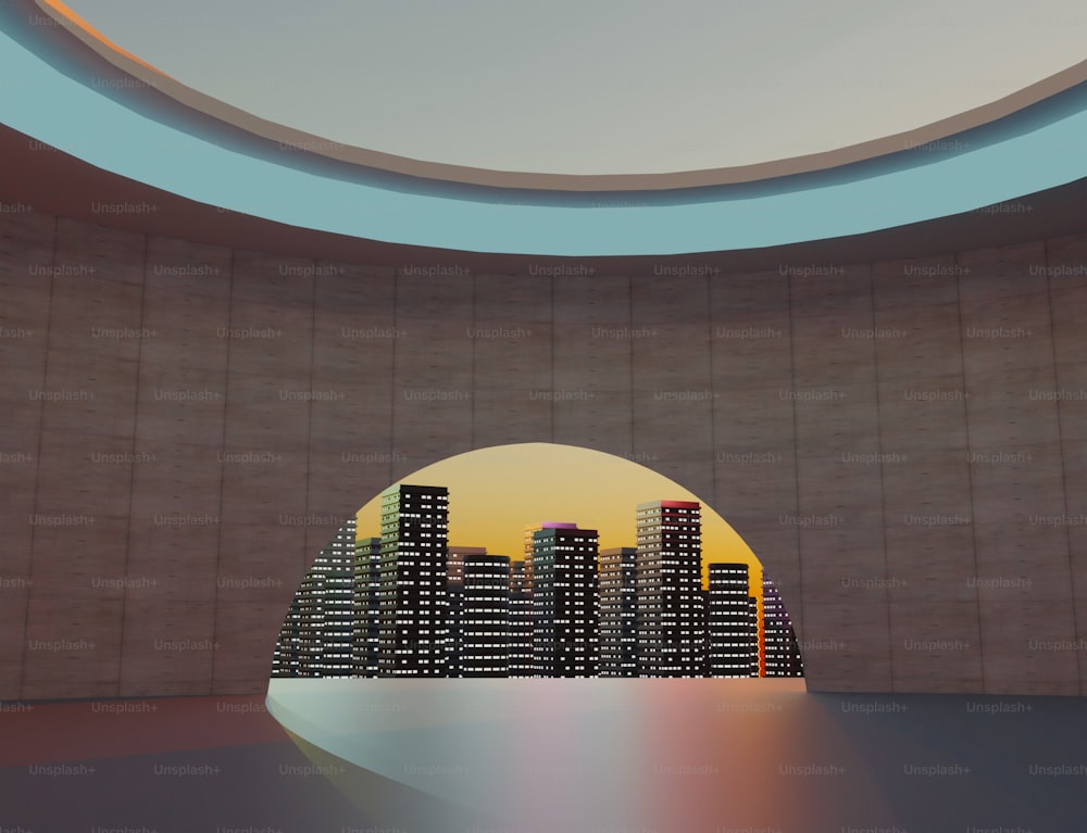 uma imagem de uma cidade com edifícios ao fundo