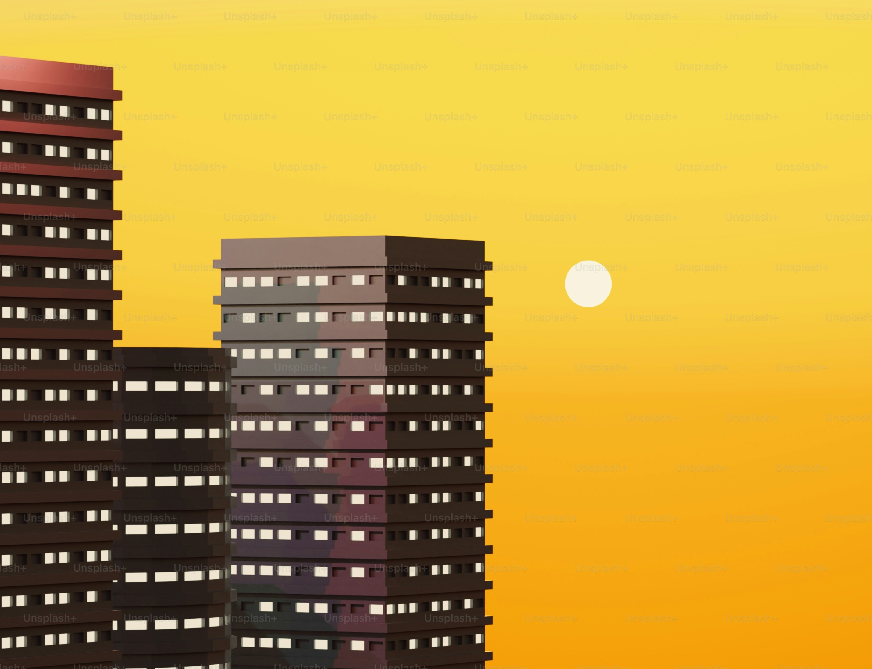 ein paar hohe Gebäude sitzen nebeneinander