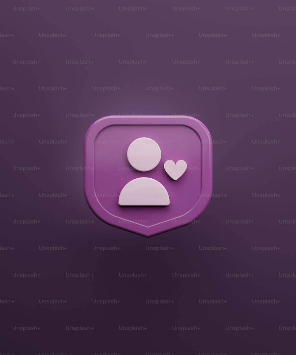 Une icône violette avec un cœur dessus