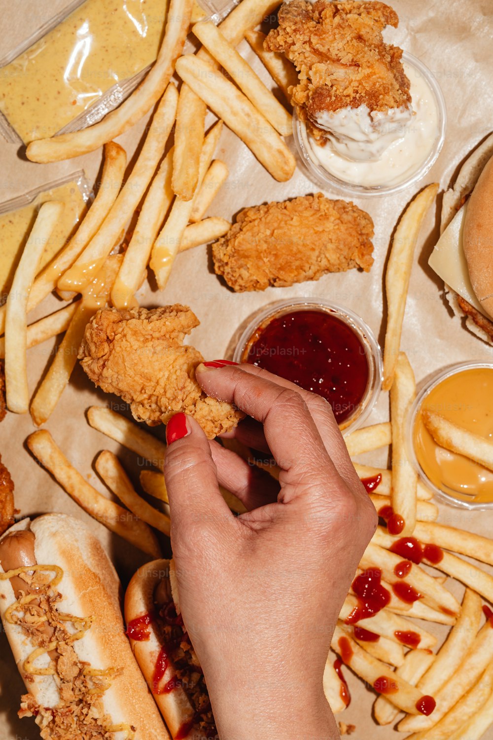 a person is holding a piece of food in their hand