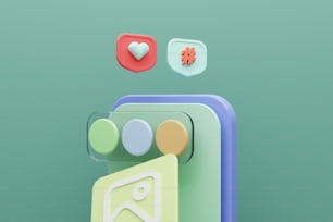 a group of different colored buttons on a green background