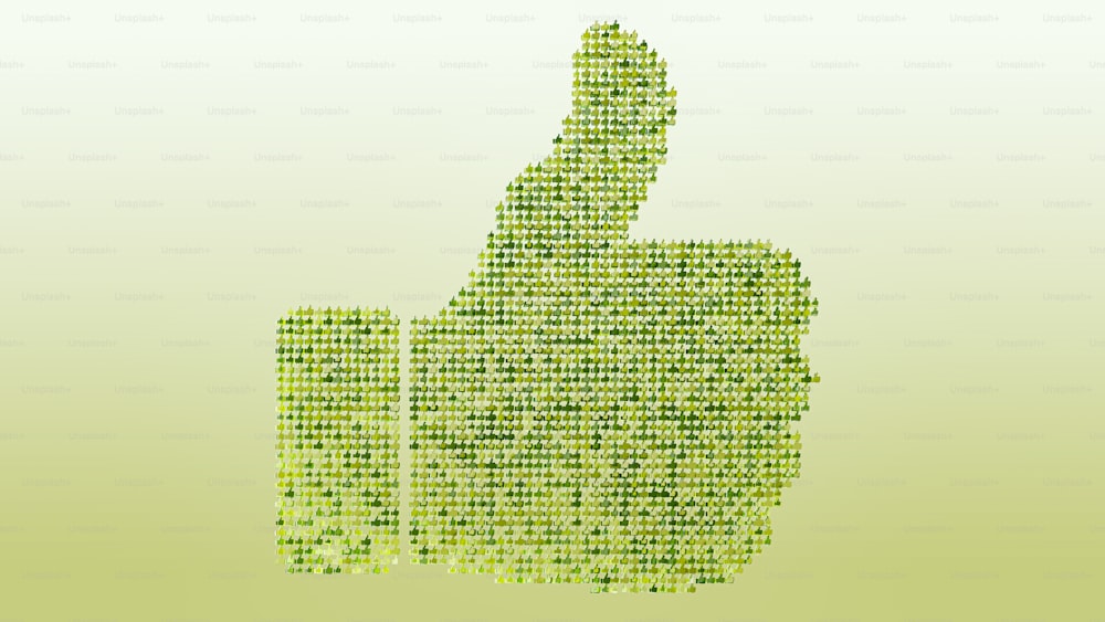a thumb up made out of small green dots