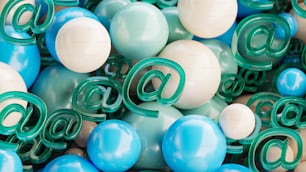a bunch of balloons that are shaped like email