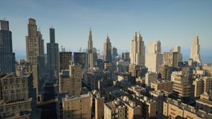 Una vista di una città con edifici alti