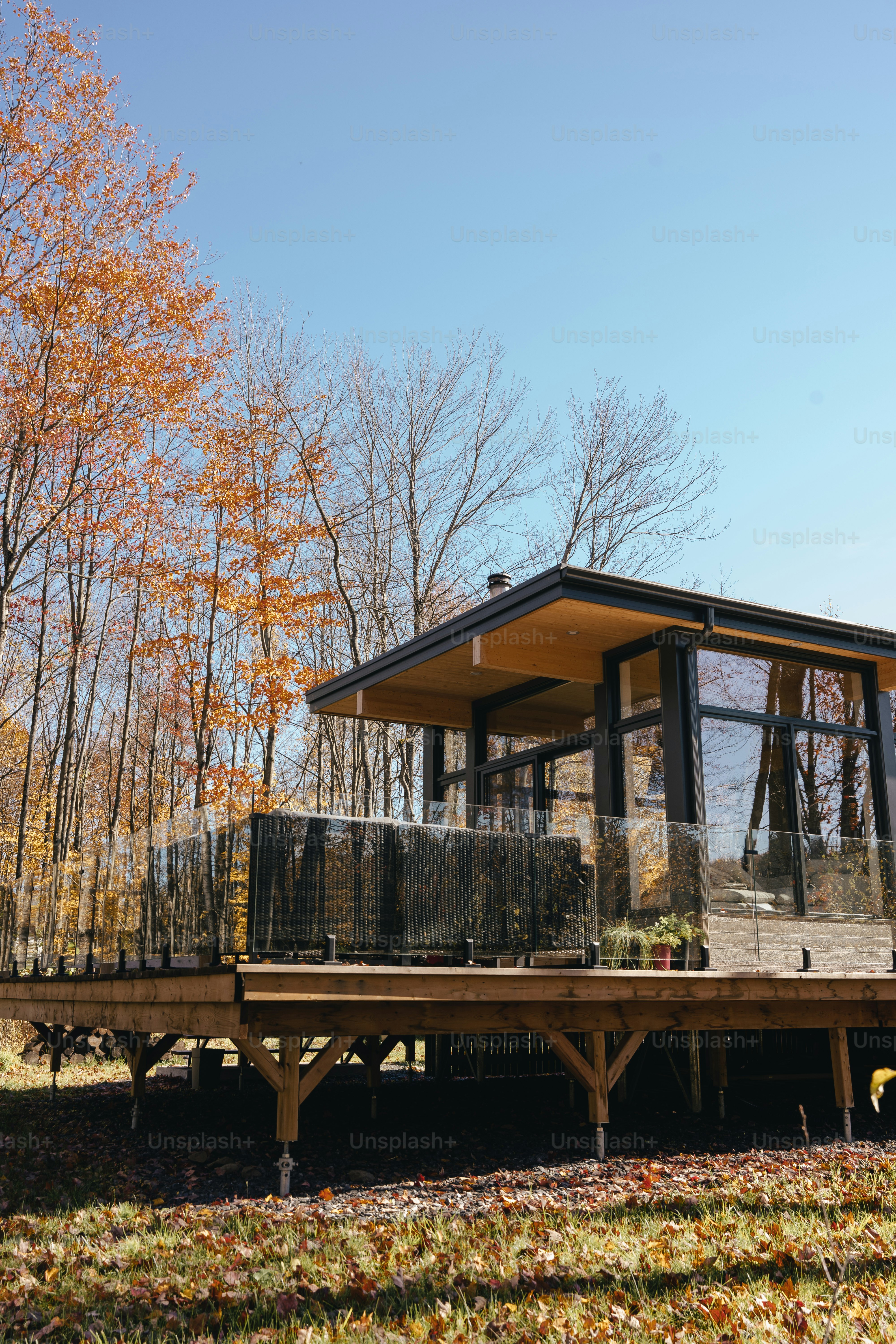 a house in the woods surrounded by trees