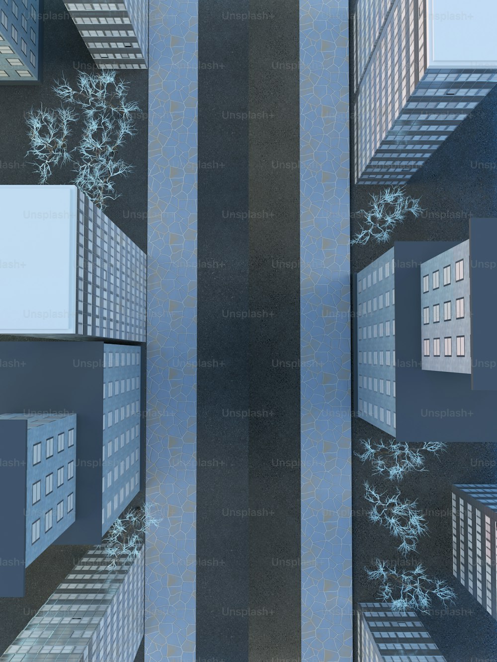 um desenho de uma cidade com edifícios altos