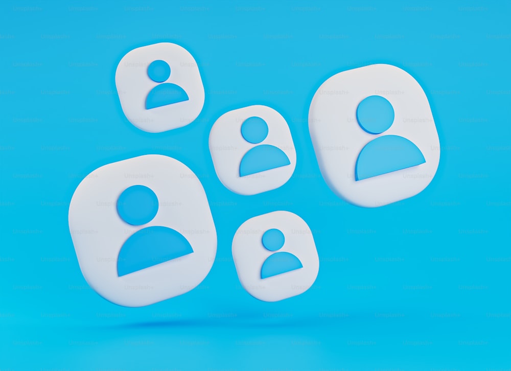 a group of white buttons with a blue background