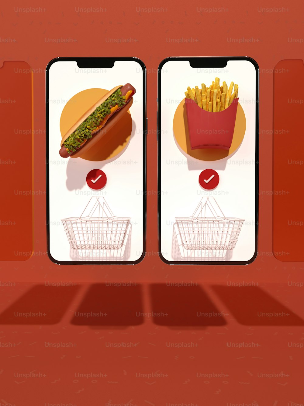 un téléphone cellulaire avec l’image d’un hot-dog et de frites