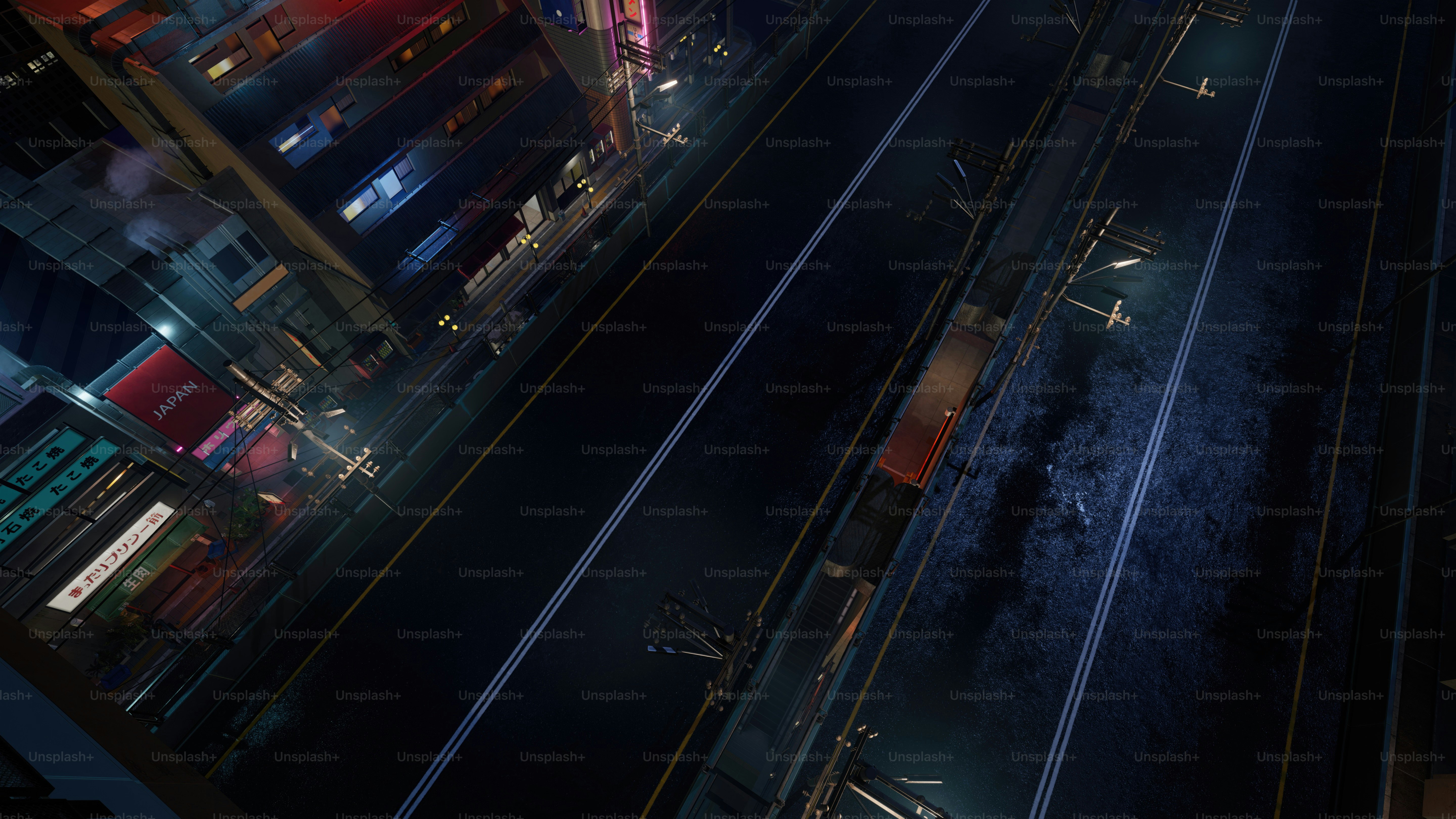 a train traveling down train tracks next to a tall building