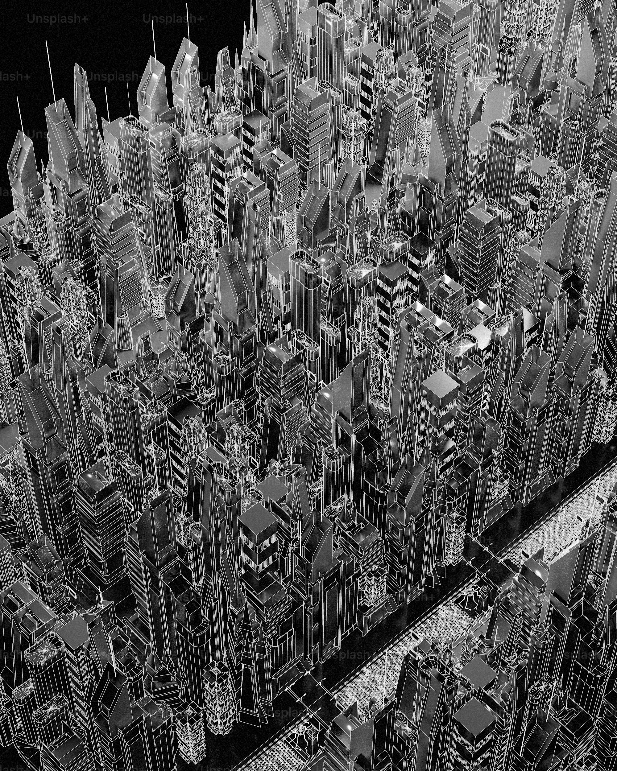 Una foto en blanco y negro de una ciudad
