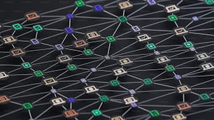 Una imagen de una red informática con muchos iconos diferentes