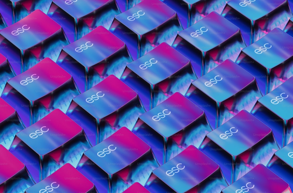 a large group of purple and blue cubes